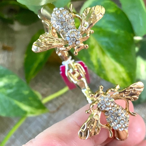 Lilly Pulitzer Bracelet NWT Sparkling BUMBLE BEE GOLD CRYSTAL ⭐️Bamboo HINGE - Picture 6 of 14